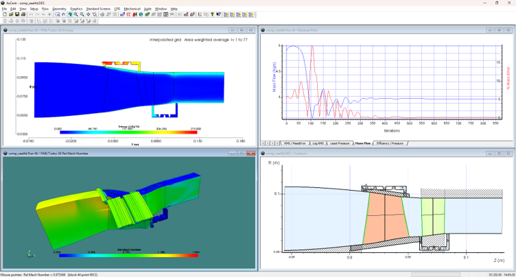 Axial compressor example with rotor and stator leakage paths in Concepts NREC AxCent software