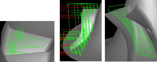 Three views of 3+2 Roughing Module for MAX-PAC CAM software